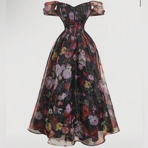 Floral Smocked Dress with Sheer Straps